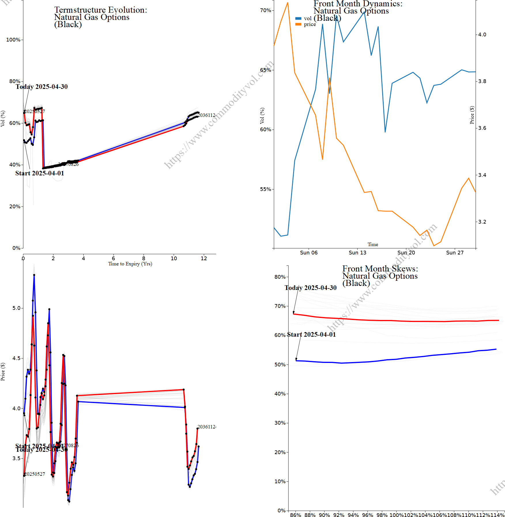 Market summary 4x4 plot Natural Gas Options