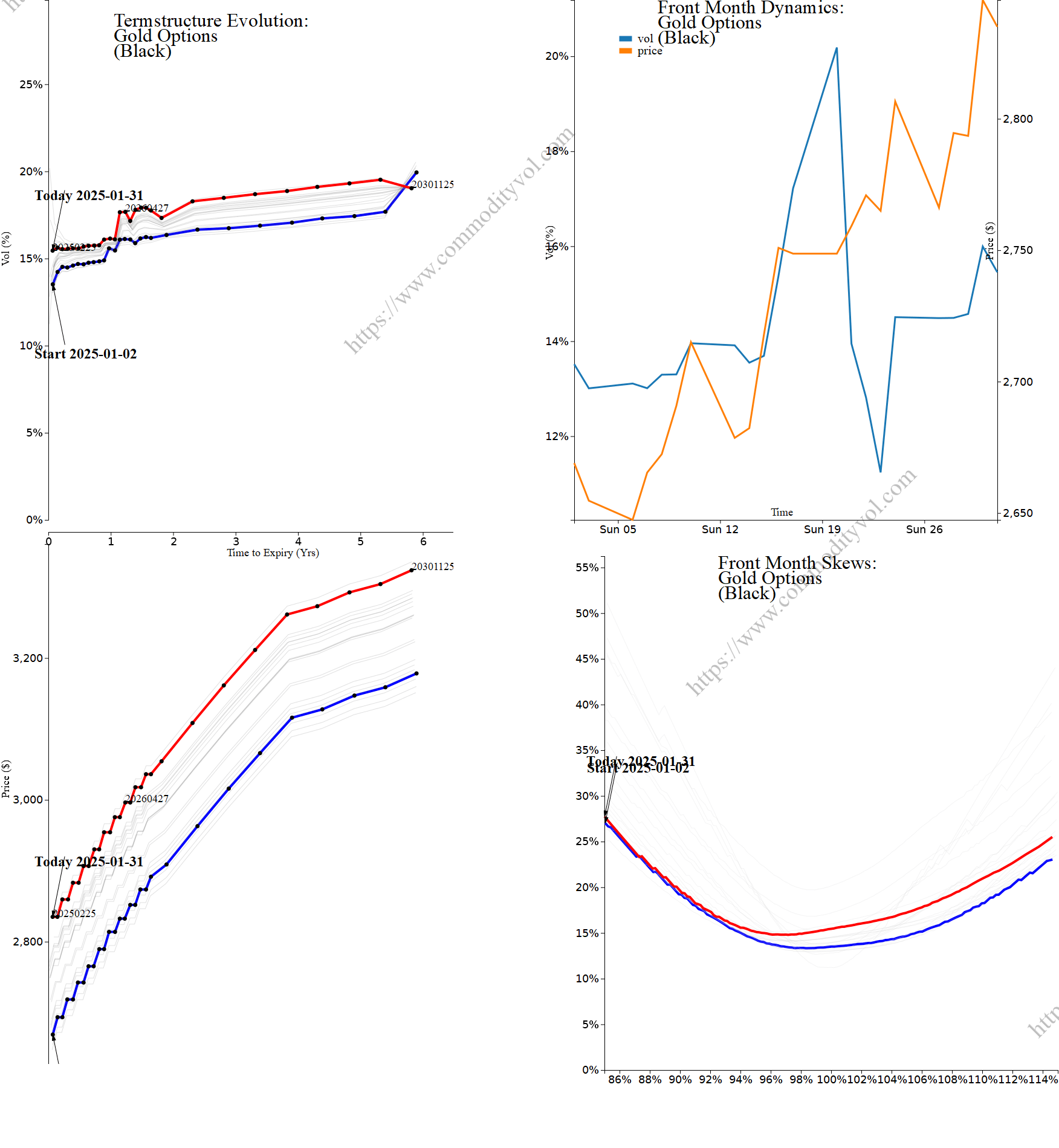 Market summary 4x4 plot Gold Options