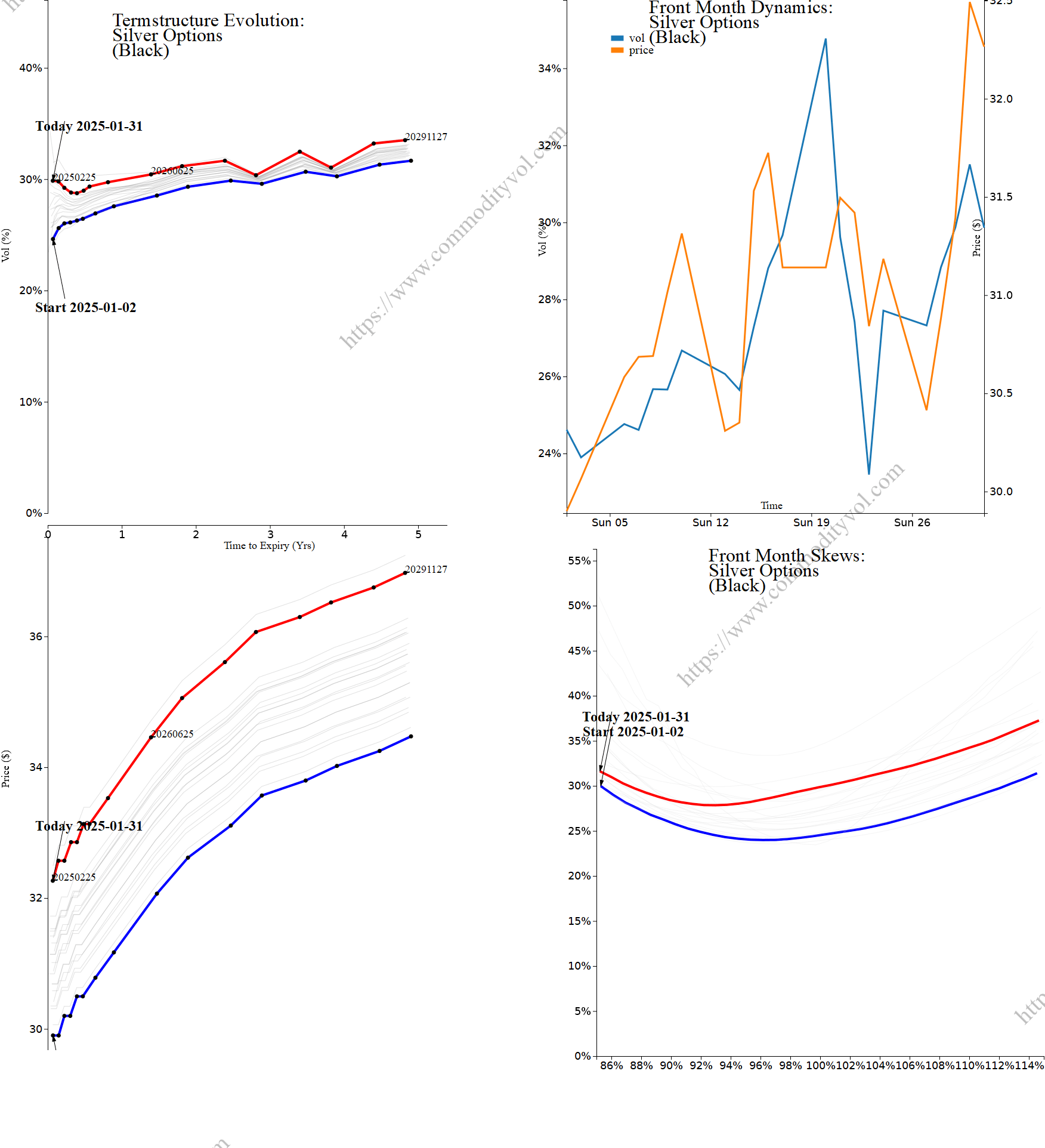 Market summary 4x4 plot Silver Options