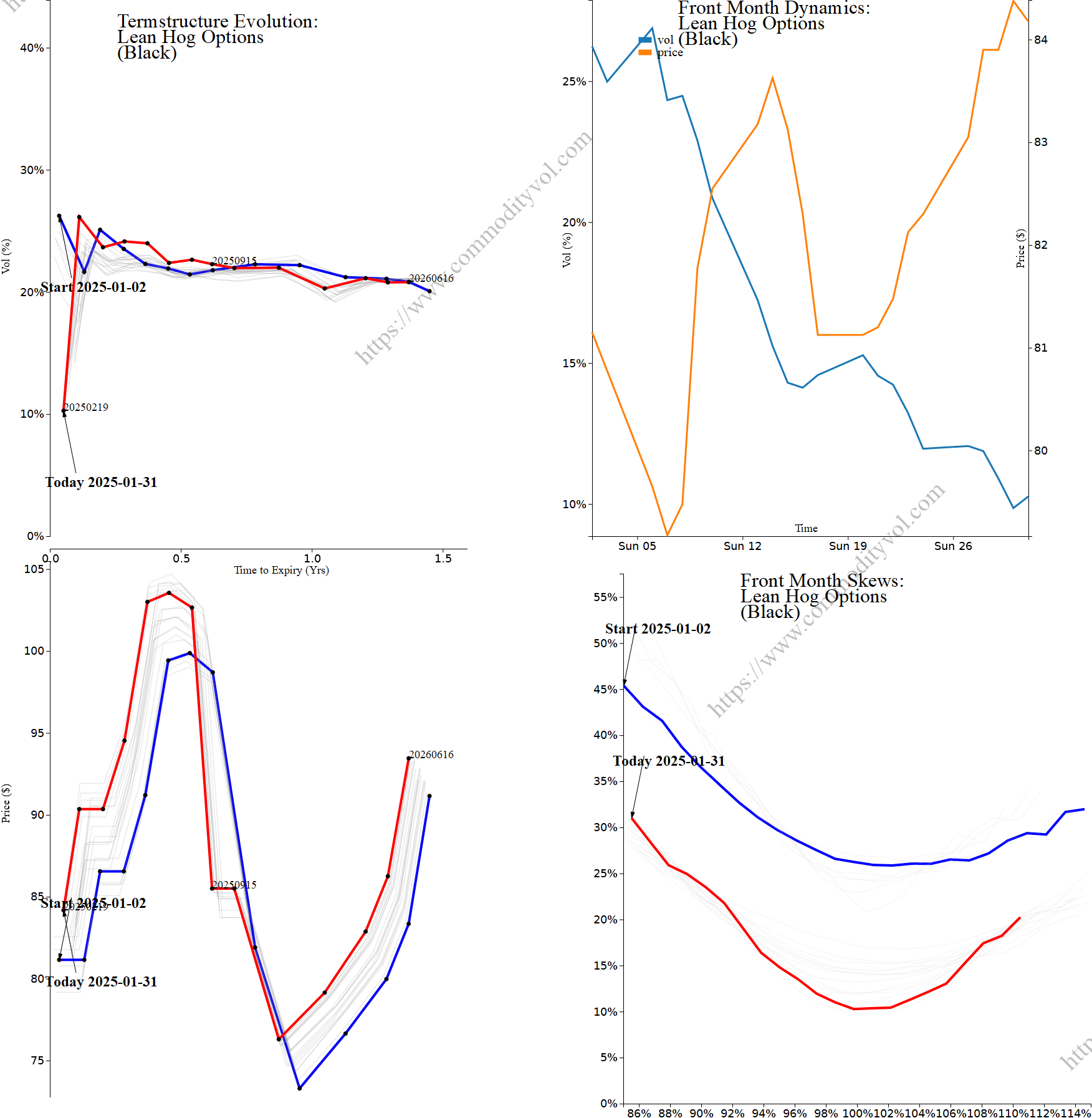 Market summary 4x4 plot Lean Hog Options