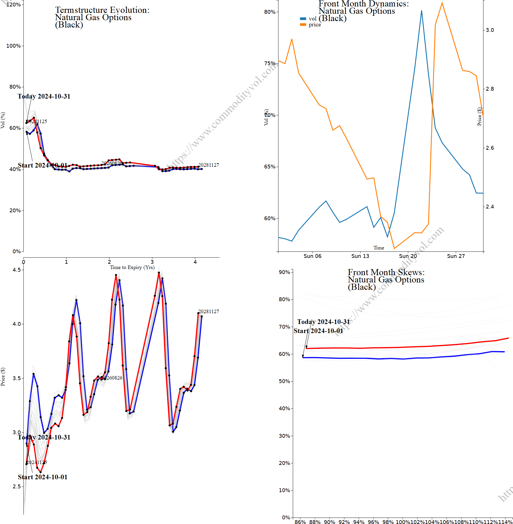 Market summary 4x4 plot Natural Gas Options